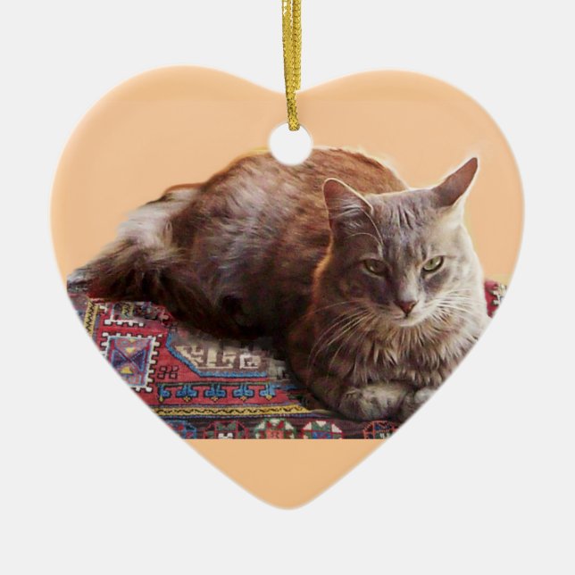 TURKISH CAT PÅ GAMN CARPET JULGRANSPRYDNAD KERAMIK (Framsidan)