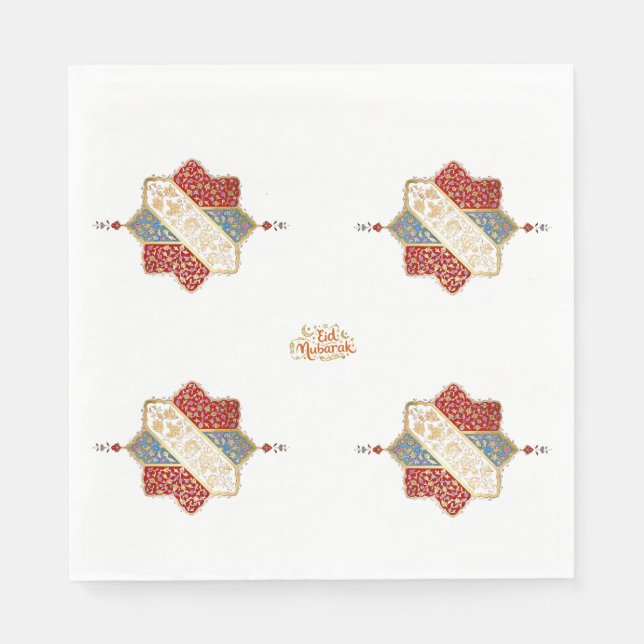 Turkish design elegant Eid Mubarak  Pappersservett (Framsidan)