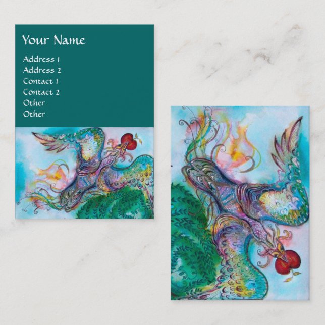 TURKISH FAIRY TALE/FLYING PHOENIX WITH APPLE VISITKORT (Fram/baksida)