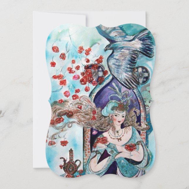 TURKISH FAIRY TALE Teal Blue Guld Sparkles Inbjudningar (Framsida)