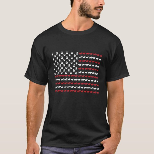 Turkish Van 4:e Juli Kattpawtryck T Shirt (Framsida)