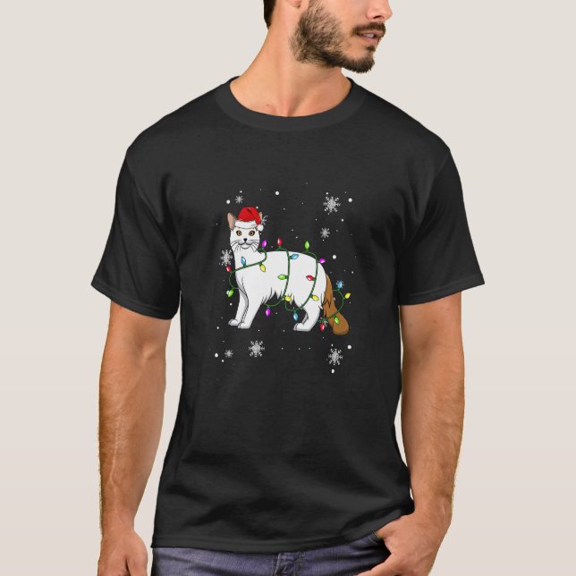 Turkish Van Cat Christmas Lights Christmas Cat San T Shirt (Framsida)