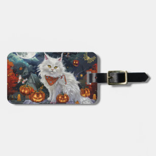 Turkisk angora Cat Halloween-taloky Bagagebricka