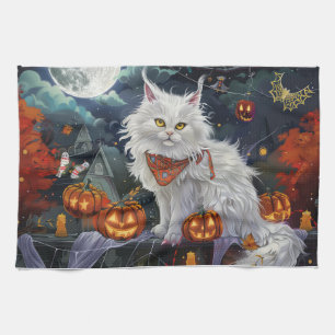 Turkisk angora Cat Halloween-taloky Kökshandduk
