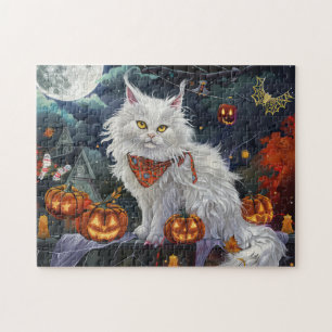 Turkisk angora Cat Halloween-taloky Pussel