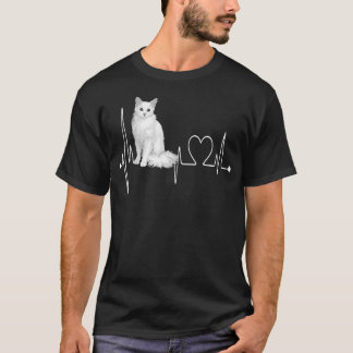 Turkisk Angora Katt Hjärtbeat Ekg Roliga Katter T Shirt