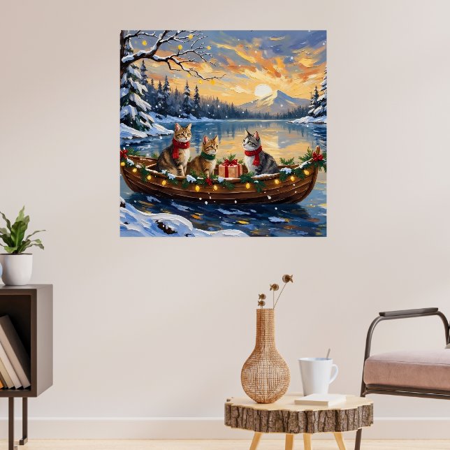 Turkisk Angora Katt Jul Båt Högtid Poster (Vardagsrum 3)
