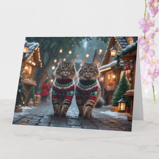 Turkisk Angora Katter Jul Snö Holiday Kort (Orkide)