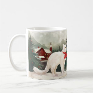 Turkisk Angorakatt i snö jul Kaffemugg