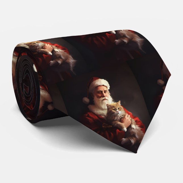 Turkisk Angorakatt Jul Tomte Festiv Jul  Slips (Rullad)
