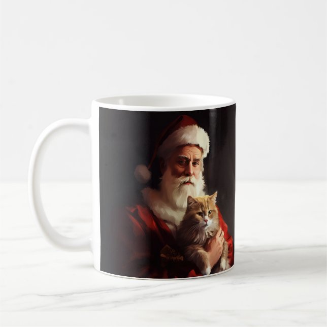 Turkisk Angorakatt Santa Claus Festive Jul  Kaffemugg (Vänster)