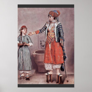 Turkisk dam med maiden vid Liotard Jean-Ã ‰ Tienne Poster