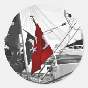 Turkisk Flagga - Al Sancak Runt Klistermärke