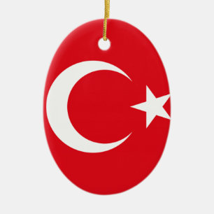 Turkisk flagga julgransprydnad keramik