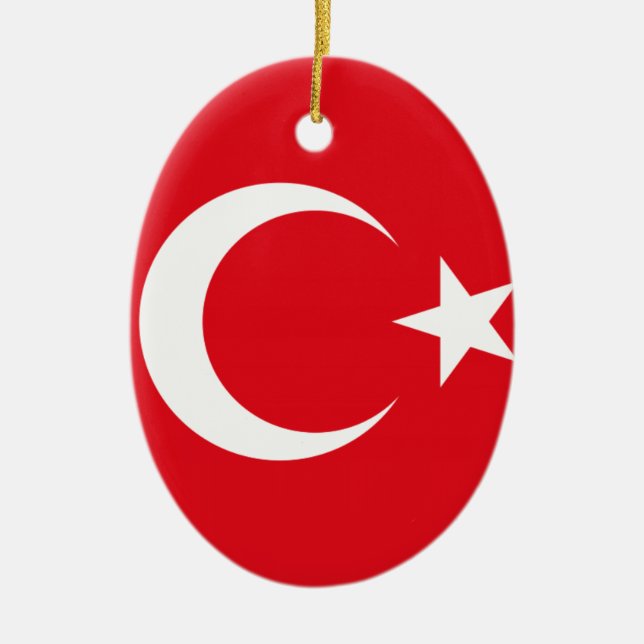 Turkisk flagga julgransprydnad keramik (Framsidan)