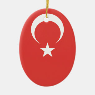 Turkisk flagga julgransprydnad keramik