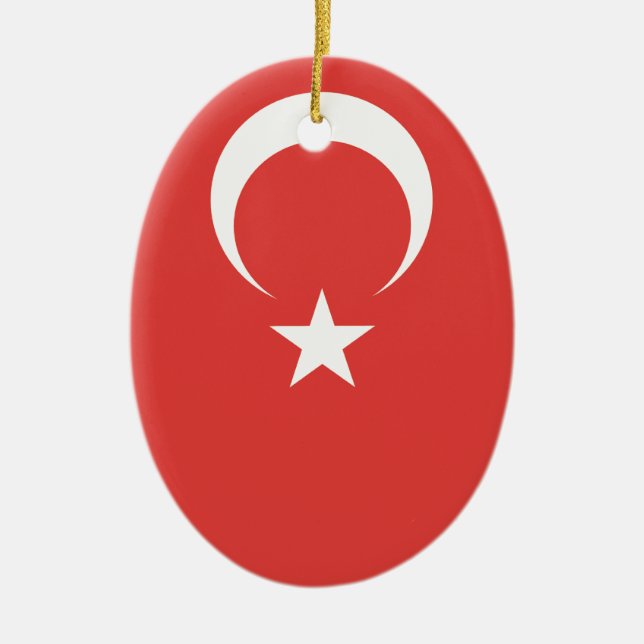 Turkisk flagga julgransprydnad keramik (Framsidan)