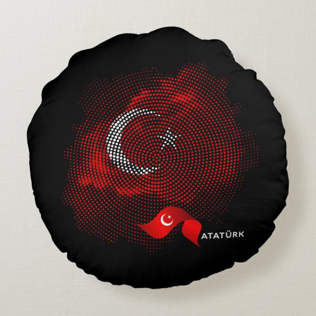 Turkisk flagga rund kudde (Baksidan)