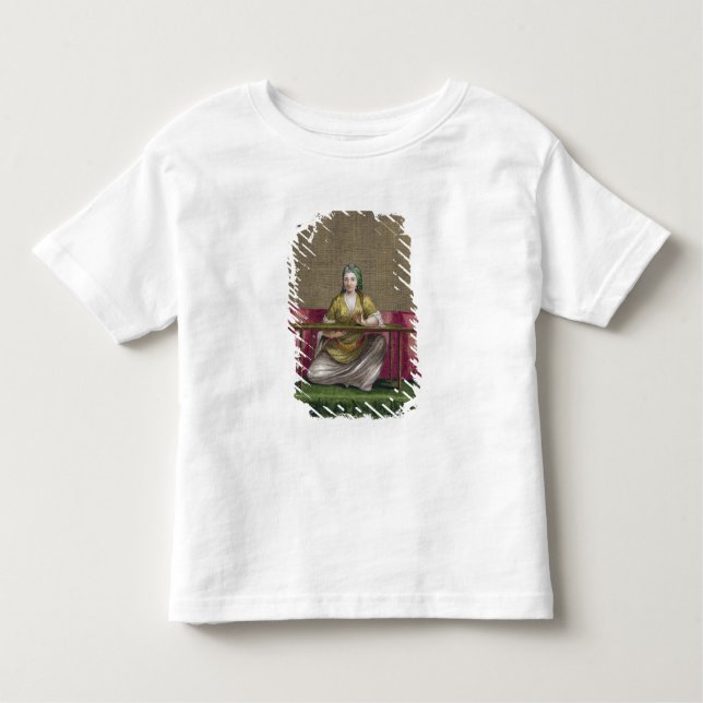 Turkisk flicka, broderande, 1700-talet (engravin) t shirt (Framsida)