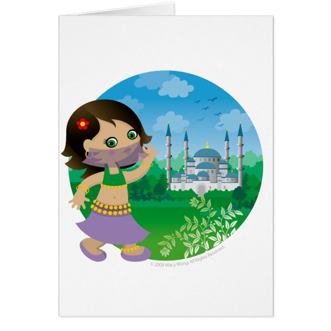 Turkisk flicka hälsningskort (Framsidan)
