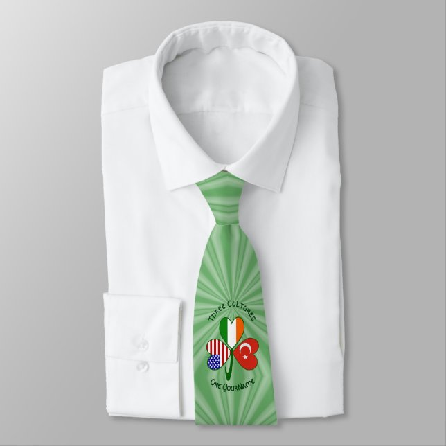 Turkisk irländsk amerikansk Flaggor Shamrock Ditt  Slips (Bunden)