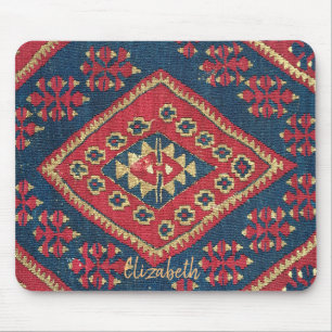 Turkisk Kilim Matta Antik Röd Blå Musmatta