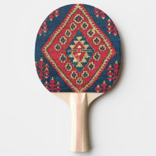 Turkisk Kilim Matta Antik Röd Blå Pingisracket