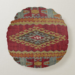 Turkisk Kilim Matta Rund Kudde
