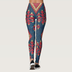 Turkisk Kilim Matta Runtgods Röd Blå Leggings