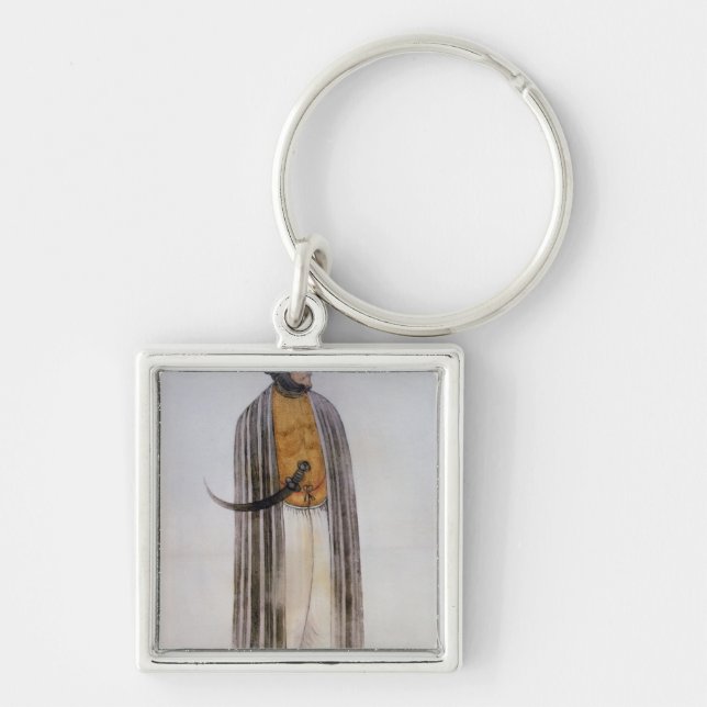 Turkisk man fyrkantig silverfärgad nyckelring (Framsidan)