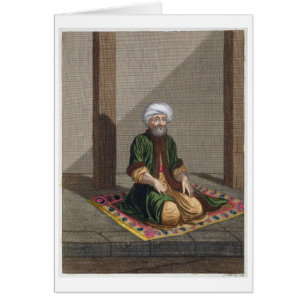 Turkisk man som ber, 18th århundrade (gravyr) hälsningskort