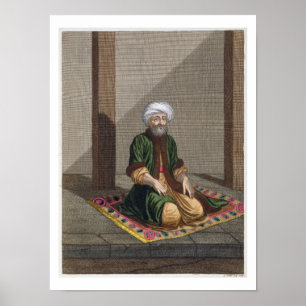 Turkisk man som ber, 18th århundrade (gravyr) poster