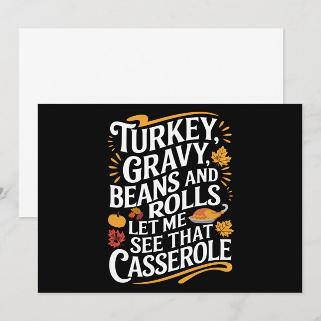 Turkisk sås Böna Och Rullar Låt Mig Se Casserole Inbjudningar (Fram/baksida)