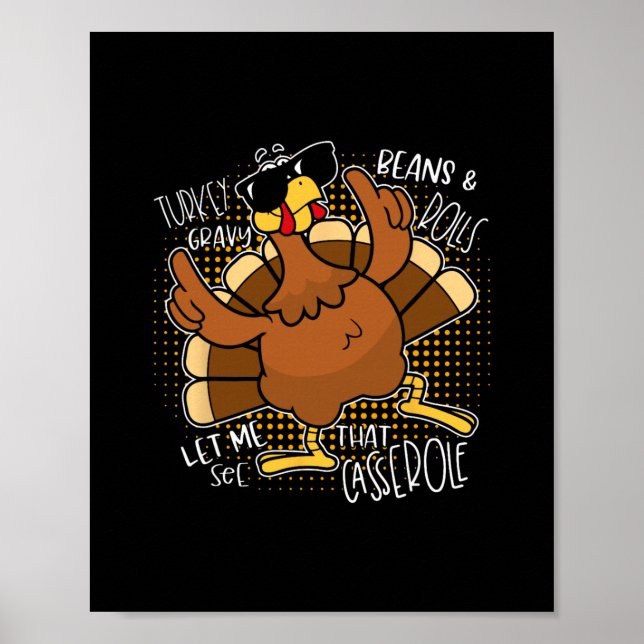 Turkisk sås Böner Och Rullar Cerole Rolig Thanksgi Poster (Framsidan)