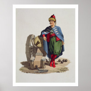 Turkisk soldat, från 'dräkter av det olika Nat Poster