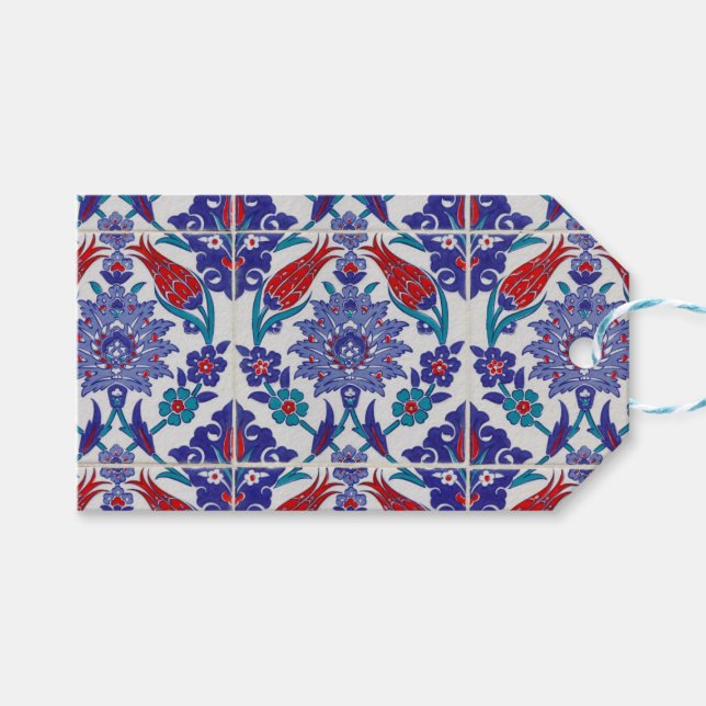 Turkisk Tulpan Oriental Arabesk Blommig Visuell ko Presentetikett (Framsidan (Horisontell))