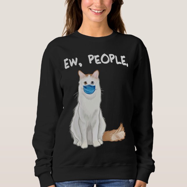 Turkisk Van Ew Människor Katt Som Bär Ansiktsmask T Shirt (Framsida)