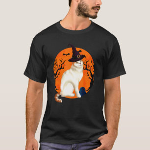 Turkisk Van Katt Söt Halloween Häxa Hatt Och Måne T Shirt