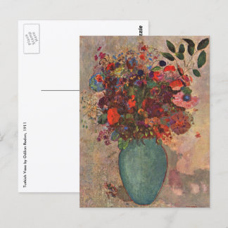 Turkisk vas av Odilon Redon, Vintage blommor konst Vykort
