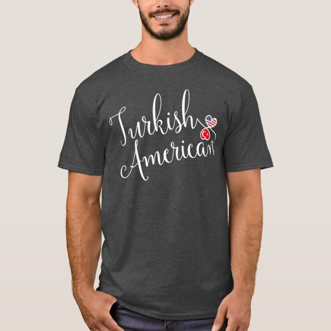 Turkiska amerikanska entwated Hearts T Shirt (Framsida)
