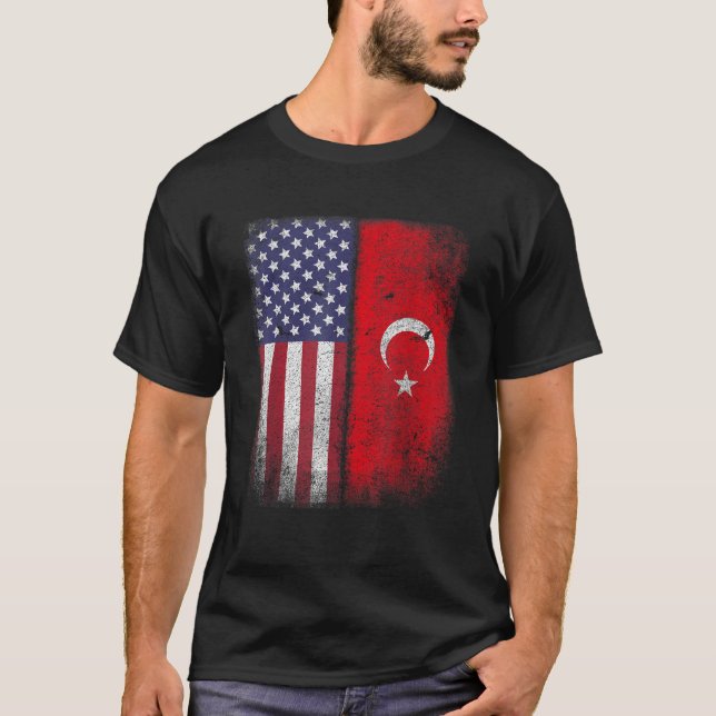 Turkiska amerikanska Flagga Gift T Shirt (Framsida)