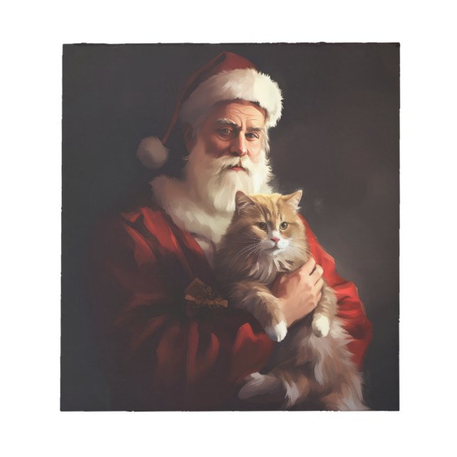 Turkiska angora Cat Jultomten - helgjul Anteckningsblock (Framsida)