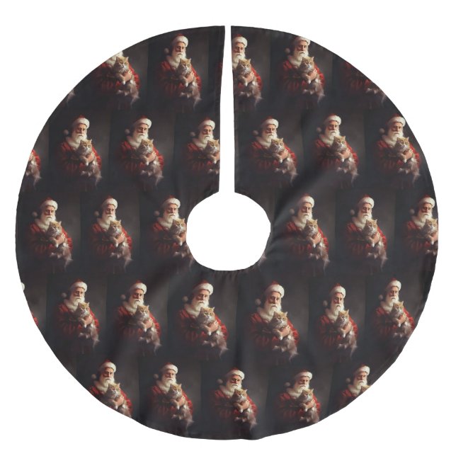 Turkiska angora Cat Jultomten - helgjul Julgransmatta Borstad Polyester (Framsidan)