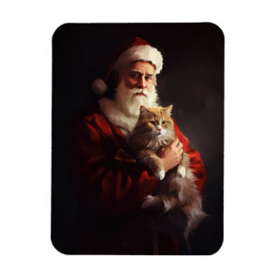 Turkiska angora Cat Jultomten - helgjul Magnet