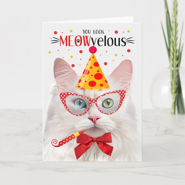 Turkiska Angora Cat MEOWvelous Birthday Kort (Framsida)