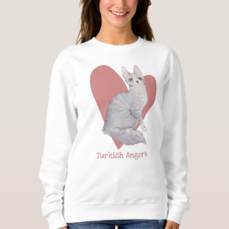Turkiska angora Cat Watercolor Kattunge Rosa Heart T Shirt
