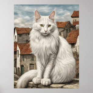 Turkiska angora - Kattkonst Skriv ut Poster