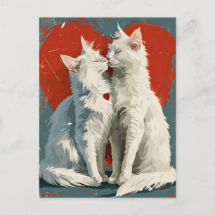 Turkiska angora White Cats Alla hjärtans dag Vykort
