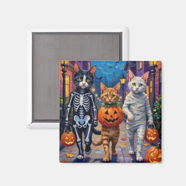 Turkiska Angorakatter i Halloween-kostymer Magnet (Front/Back)
