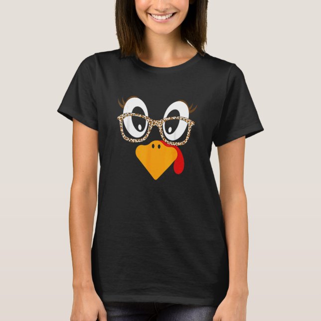 Turkiska Ansikte Eyelaskleopard Glasses Thanksgive T Shirt (Framsida)
